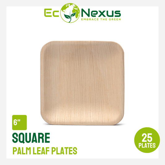 6 Inch Square Plates - 25 Pcs a Pack