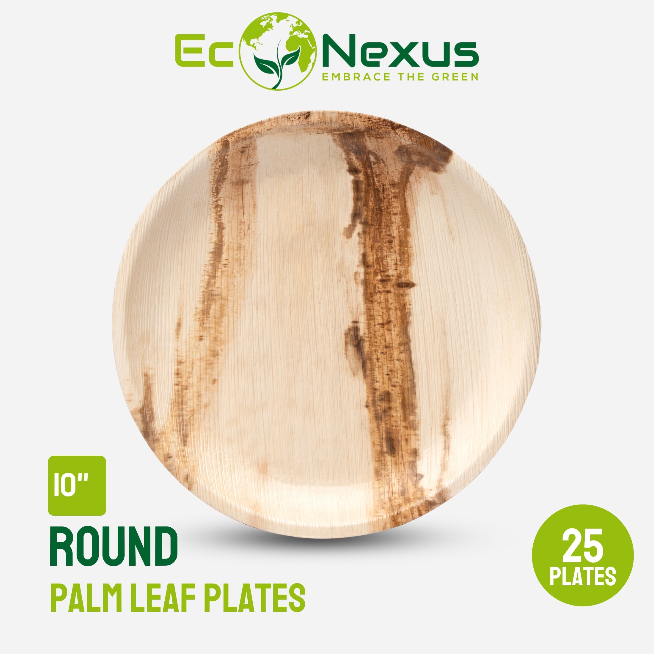 Areca Round Palm Leaf Plates – Biodegradable Compostable Platters For Wedding Catering BBQ, Disposable Green